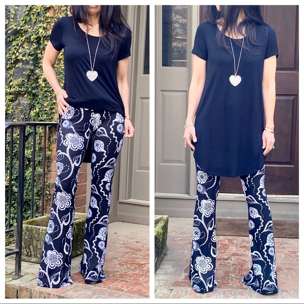 Retro print Fabulous wide leg bell flare pants - Picture 4 of 8